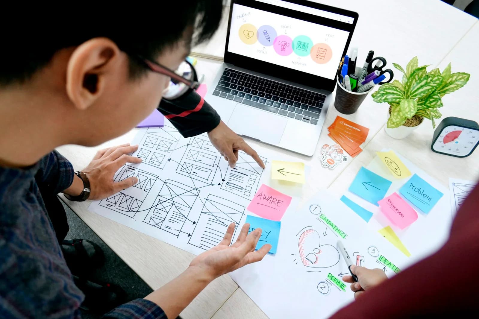 Planning a digital interface with sketches